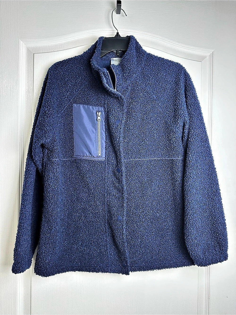 berkley jensen Bonded Sherpa Fleece Shirt Jacket Blue Small